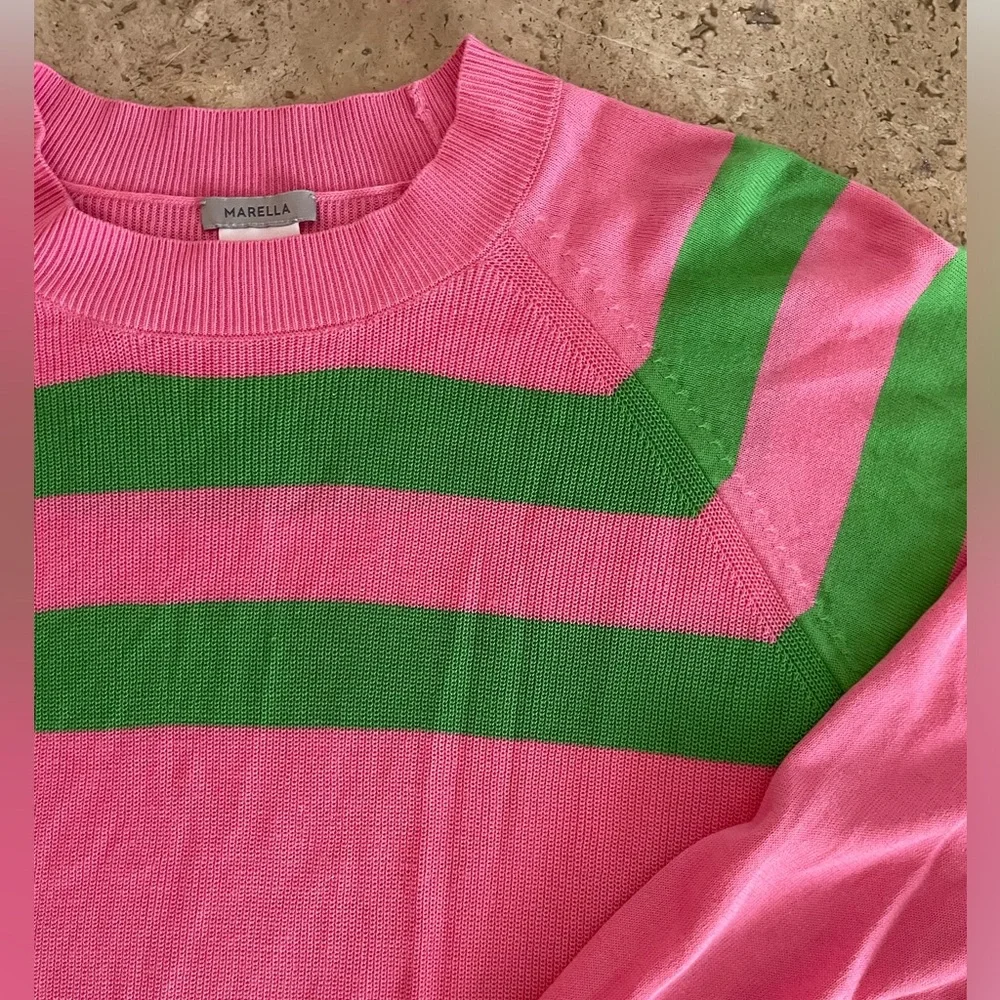 Marella Mixed-Knit Striped Sweater Deep Rose - Picture 3 of 8